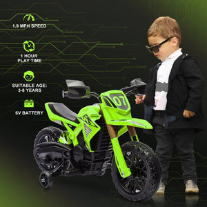 English Elm Qaba Kids Electric Dirt Bike 6v Battery Powered Ride on with Training Wheels Ages 3 to 8 W2225P249807