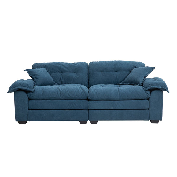 English Elm 84" Chenille Sofa Loveseat with Memory Foam & Pocket Springs, Plush Dual-Layer Comfort, Sturdy Frame Blue W676S00010