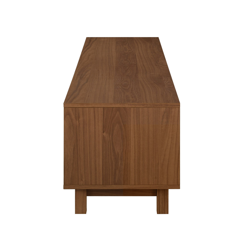 Arundo 70" Mid-Century Modern TV Stand with Reeded Doors, Open Storage & Stylish Mocha Finish