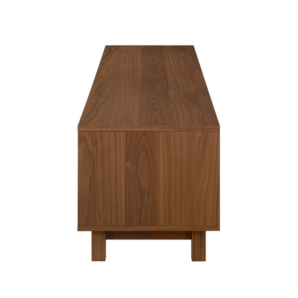 Arundo 70" Mid-Century Modern TV Stand with Reeded Doors, Open Storage & Stylish Mocha Finish