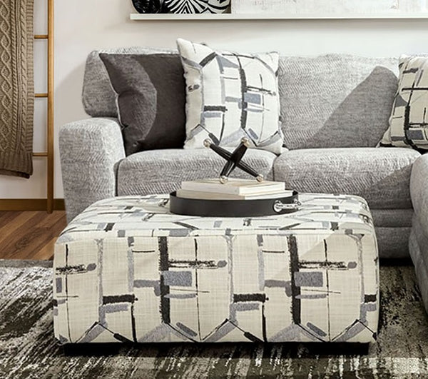 English Elm Contemporary Square Ottoman In Soft Ivory Chenille – Stylish Upholstered Design With Tapered Legs B2741P355260