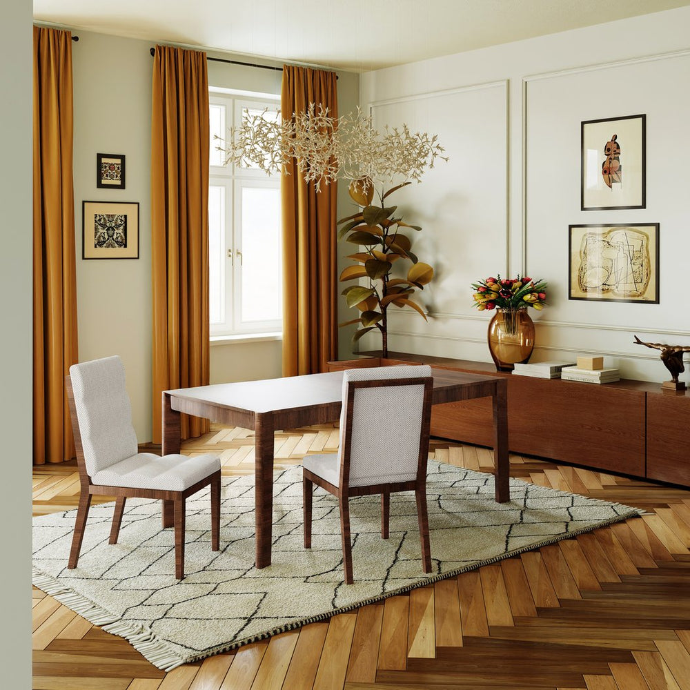 English Elm Walnut Tufted Upholstery Dining Chairs Set of 2 – Ergonomic High-Density Foam, Durable Stitching, Compact Elegance N842P299015B