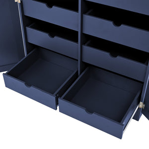 English Elm [assembly Included] Topmax Shaker Pantry Cabinet Tall Mdf Kitchen Storage with Pull-out Trays Blue SP000099AAC