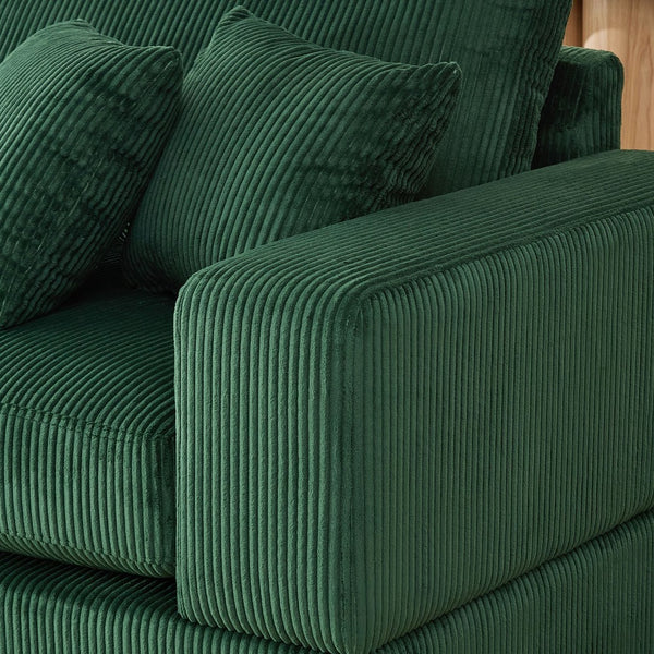 English Elm 148.03'' Mid Century Modern 4 Seat Sectional Sofa with Reversible Chaise for Living Room Green W876S00330