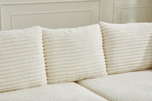 English Elm Modern Sectional Couch - Cozy 2-Piece Corduroy Slipcovers With Throw Pillows For Stylish Living Spaces W2915S00030