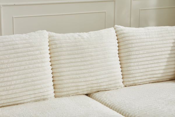 English Elm Modern Sectional Couch - Cozy 2-Piece Corduroy Slipcovers With Throw Pillows For Stylish Living Spaces W2915S00030