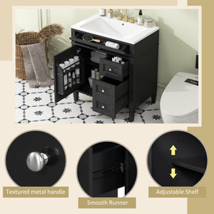 English Elm 30'' Modern Bathroom Vanity With Sink, Stylish Storage Cabinet & Tip-Out Drawer For Organized Elegance SW000122AAB-2