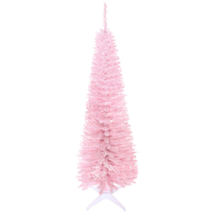 English Elm Homcom 5' Pink Artificial Pencil Christmas Tree With 294 Realistic Tips – Perfect For Small Spaces! W2225P229769