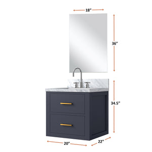 English Elm Blue 20" Single Bath Vanity with Acrylic Top, Assembled 23x21.5x24", Chrome Faucet & 18" Mirror Set B2731S01968