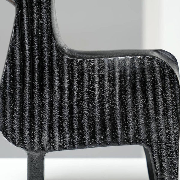English Elm Black Ribbed Llama Sculpture - Whimsical Aluminum Table Decor For Modern Home & Office Accents B346P336931