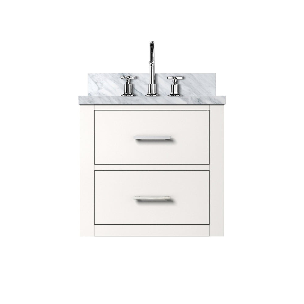 English Elm White Compact Bathroom Vanity Set With Acrylic Top & Chrome Faucet - Perfect For Small Spaces B2731P257899-GIGA