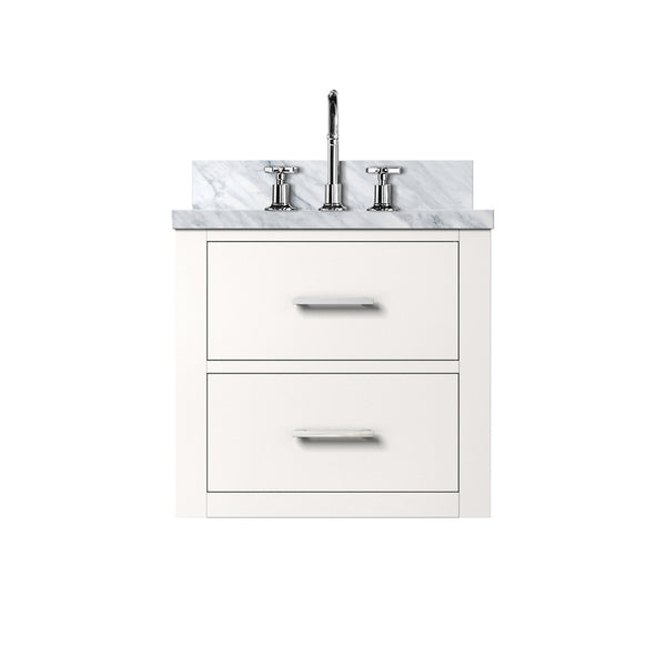 English Elm White Compact Bathroom Vanity Set With Acrylic Top & Chrome Faucet - Perfect For Small Spaces B2731P257899-GIGA