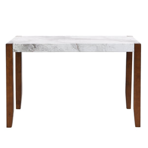 English Elm 46.5" Modern Faux Marble Dining Table with Sturdy Wood Legs, 300lb Capacity, Easy-Clean Surface N752P348511K