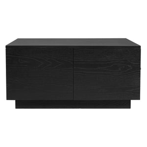 English Elm 33.25" Square Storage Coffee Table Four Drawer Matte Mdf Living Room Centerpiece Black N735P422508B