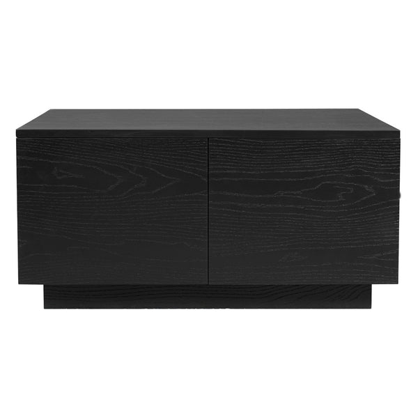 English Elm 33.25" Square Storage Coffee Table Four Drawer Matte Mdf Living Room Centerpiece Black N735P422508B