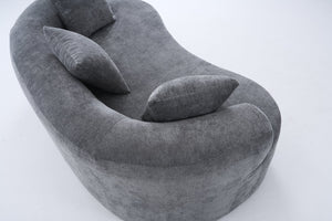 English Elm Crescent-shaped Curved Chenille Loveseat Low Profile Deep Seat Modern Living Room Sofa Grey W5188P450341
