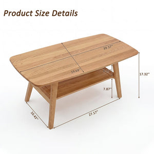 English Elm Mid Century Modern Solid Oak Two Tier Coffee Table with Open Shelf for Living Room Wood W3204P469106