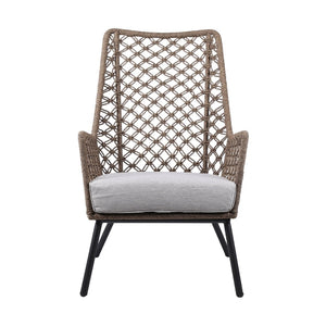 English Elm Marco Handcrafted Rope Woven Steel Lounge Chair Powder Coated for Patio or Living Room B2736P464889