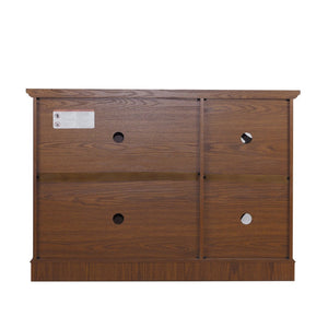 English Elm 48.66" Wide Tempered Glass Door Buffet Sideboard with Adjustable Shelves Dark Finish Dark Oak W2899P372745