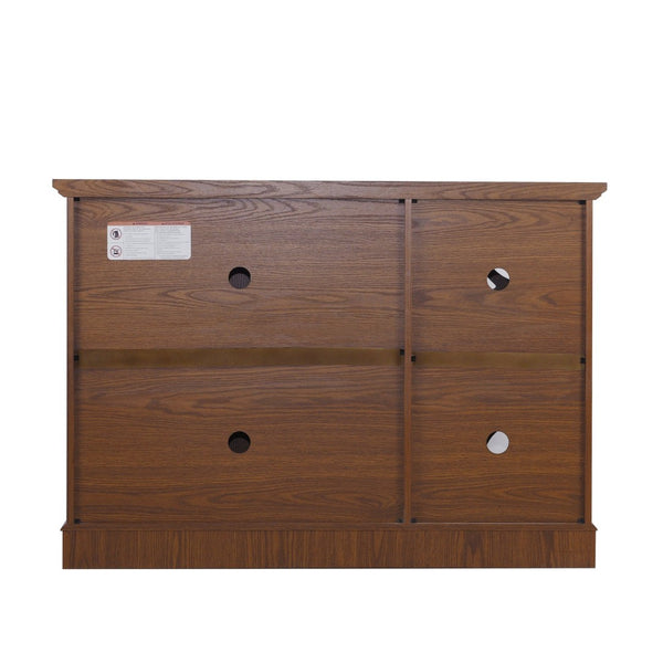 English Elm 48.66" Wide Tempered Glass Door Buffet Sideboard with Adjustable Shelves Dark Finish Dark Oak W2899P372745