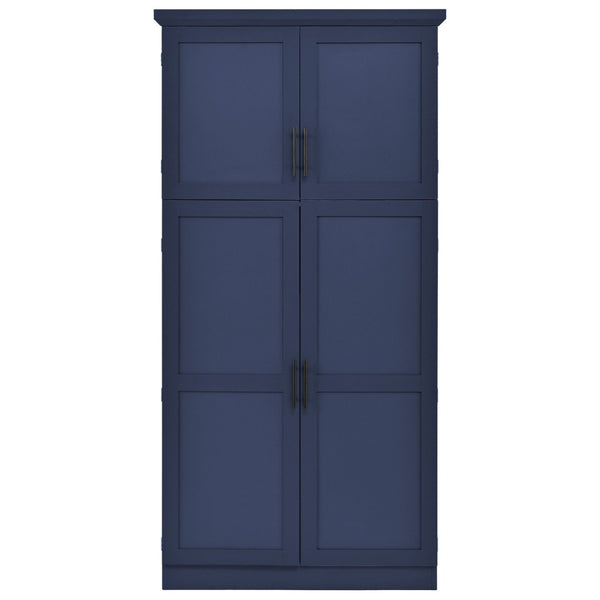 English Elm [assembly Included] Topmax Shaker Pantry Cabinet Tall Mdf Kitchen Storage with Pull-out Trays Blue SP000099AAC