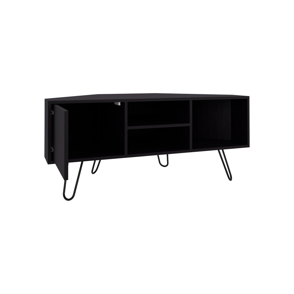 English Elm Ben Lomond TV Stand Black — Space-Saving Mid-Century Engineered Wood Corner TV Console, Durable Chic B092P315564