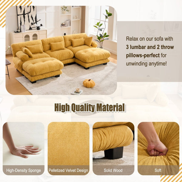 English Elm United We Win U-Shape Modular Couch In Plush Velvet With Ottomans & Lumbar Pillows For Ultimate Comfort W1568S00199-GIGA