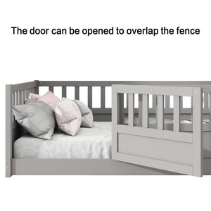 English Elm Full Montessori Floor Bed Frame For Kids - Secure, Low-Profile Design In Gray For Safe Play & Sleep W1858P164934