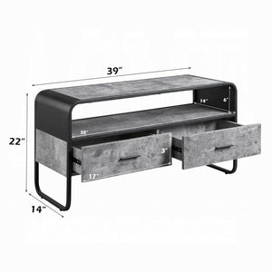 English Elm Modern Sleek TV Stand with Faux Concrete Top and Open Shelf Storage Minimalist Frame for Living Room Decor and Media Organization Black,Gray 17 L x 42.5 W x 8.5 H B2741P337133