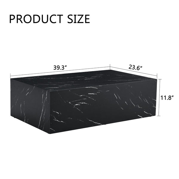 English Elm 39.3*23.6*11.8 Inch Mdf Low Profile Coffee Table with Bold Marble Texture Living Room W1151P433597