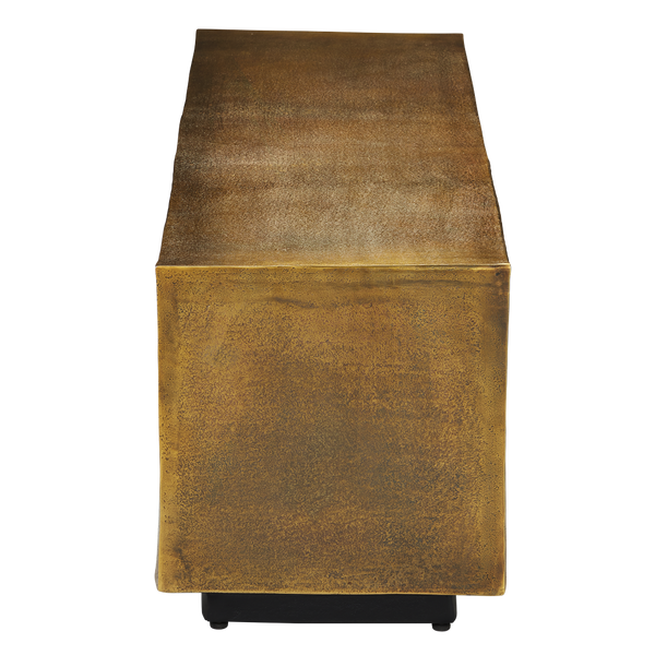 Jahnu Bench - Modern Antique Brass Cast Aluminum Bench with Unique Texture for Stylish Interiors