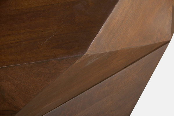 English Elm Diamond Faceted Solid Mango Wood Lift Top Coffee Table with Velvet Lined Storage B024P405169