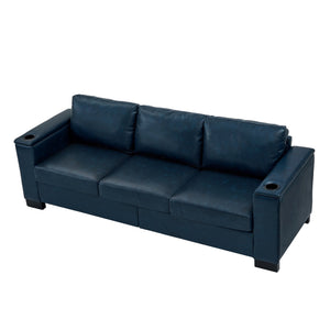 English Elm 93.7" Modern Living Room Sofa with Cup Holder & Hidden Storage, Upholstered Polyester, Durable Frame Navy Blue W1097S00202