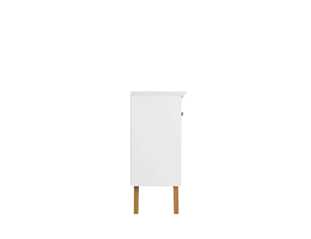 English Elm Yonkers 63" Sideboard White - Midcentury Modern TV Console, Soft-Close Doors, Solid Wood Legs, Durable Storage B365P398254