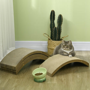 English Elm PawHut Reversible Cat Scratching Board 4-Pack for Indoor Cats – Eco-Friendly Cardboard Pad, Durable Protects Furniture Brown W2225P217055