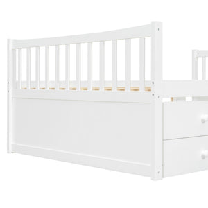 English Elm Full Size Daybed with Trundle Twin Pullout and Three Storage Drawers for Guest Rooms LP100341AAK