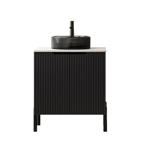 English Elm Dina Floating Bathroom Vanity with Sintered Stone Top and Crystal Glass Basin W2615S00661
