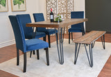 English Elm Ashzo 6-Piece Dining Set, Hairpin Dining Table With 4 Chairs and Bench, 3 Color Options