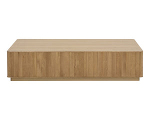 Sunpan KALLA Coffee Table - Rustic Oak Elegance with Brushed Gold Base, Modern Design for Stylish Living Spaces 112407