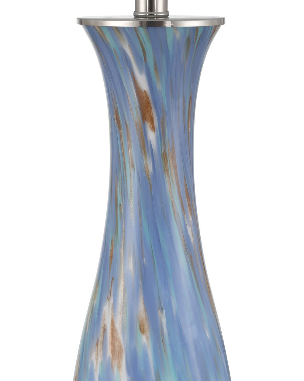 Currey & Company Lapis Blue Table Lamp - Mesmerizing Glass Body With Iridescent Copper & Pleated Ombre Shade Design Blue Glass 6000-1012-currey-company