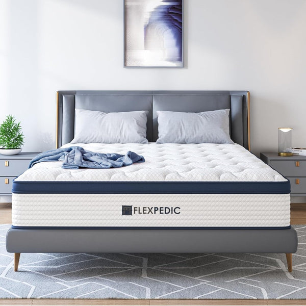 English Elm 10" Queen Hybrid Mattress Cooling Space Cotton Cover Pocket Coils Medium Firm Support B2716P327516