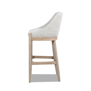 English Elm Jennifer Taylor Home - Newport 30.5" Coastal Curved Back Barstool Gray Upholstered Counter Height Rustic Poplar Finish Chic Comfort B2719P391775