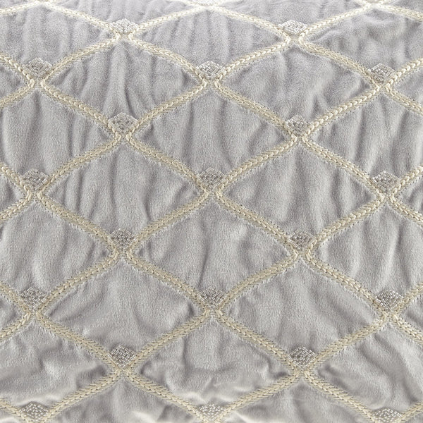 English Elm Oblong Luxe Velvet Foxtail Stitch Pillow with Hand Beading, Plush Goose Feather Insert, 22x15" Silver 14.96 L x 22.05 W x 3.94 H B035129193