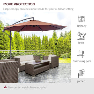 English Elm Outsunny 10' Cantilever Patio Umbrella With Uv Protection, Sturdy Frame & Easy Crank Operation, Brown W2225P217963-GIGA