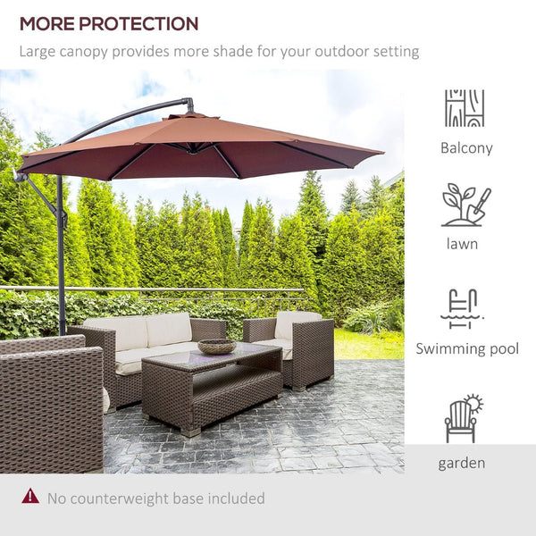 English Elm Outsunny 10' Cantilever Patio Umbrella With Uv Protection, Sturdy Frame & Easy Crank Operation, Brown W2225P217963-GIGA