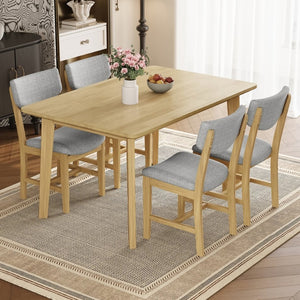 English Elm Rustic Minimalist Rubberwood Dining Table with Tapered Legs for Small Apartment Spaces Natural N752P368503A