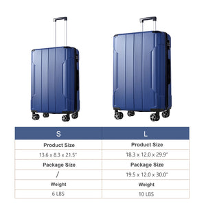 English Elm Hardshell Abs 2 Piece Luggage Set with Tsa Lock Spinner Wheels Carry on Travel Blue N730P306666C