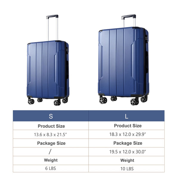 English Elm Hardshell Abs 2 Piece Luggage Set with Tsa Lock Spinner Wheels Carry on Travel Blue N730P306666C