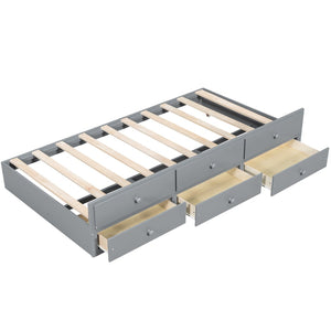 English Elm Daybed Twin Frame with Pull Out Trundle and Three Storage Drawers for Kids Rooms Gray LP100241AAE