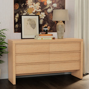 Origins Flo Collection 6-drawer Dresser: Timeless Mahogany And Oak Veneer Storage Solution For Your Bedroom Natural Mahogany Solids & Oak Veneer 8700nat-03
